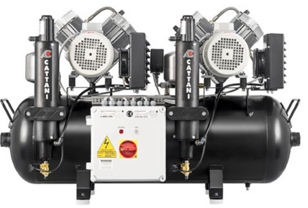 Cattani AC400-1P Tandem 2 Cylinder Oil-free Dental Compressor | 5-6 chairs - MES