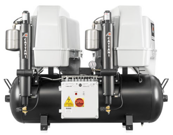 Cattani AC400Q Quiet Tandem 2 Cylinder Oil-free Dental Compressor | 5-6 chairs - MES