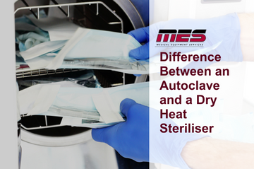Compact dry heat steriliser placed on a countertop, used for high-temperature sterilisation without moisture.