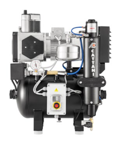 Cattani AC100 Single Cylinder Oil-free Dental Compressor | 1 chair - With pre-filter for humid climate - MES