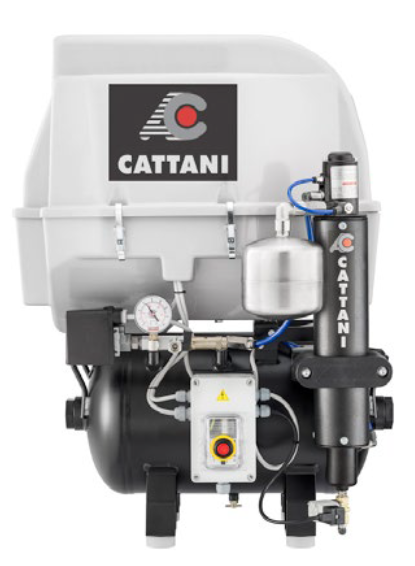 Cattani AC200Q Quiet 2 Cylinder Oil-free Dental Compressor | 2-3 chairs - With pre-filter for humid climate - MES